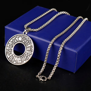ENXICO Rune Letter Circle Pendant Necklace ? Nordic Scandinavian Viking Jewelry