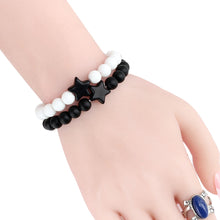 Load image into Gallery viewer, HoliStone 8mm Natural Lava Stone with Pentagram Lucky Charm Bracelet for Women and Men
