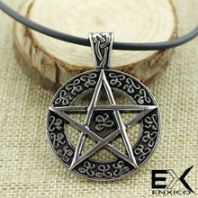 Load image into Gallery viewer, ENXICO Pentacle Star Amulet Pendant Necklace ? Silver Color ? Wicca Pagan Withcraft Jewelry