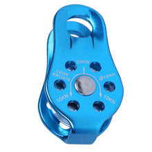 Load image into Gallery viewer, 2TRIDENTS Single Climbing Rope Pulley - Perfect for Hauling, Dragging, Tensioning System, in Rescue, Tree Climbing Or Setting A Tackle and Block in Your House (Blue)