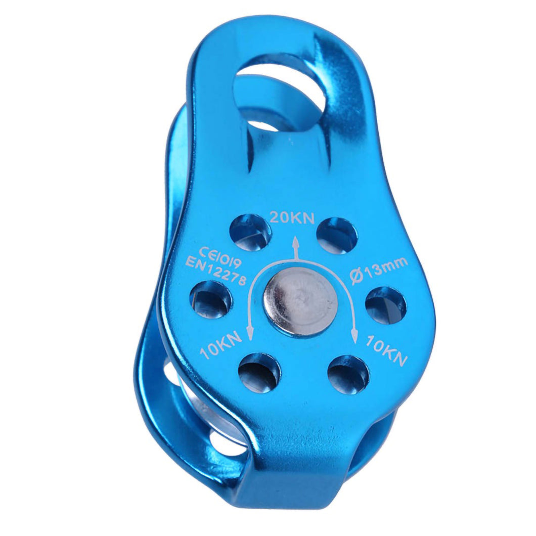 2TRIDENTS Single Climbing Rope Pulley - Perfect for Hauling, Dragging, Tensioning System, in Rescue, Tree Climbing Or Setting A Tackle and Block in Your House (Blue)