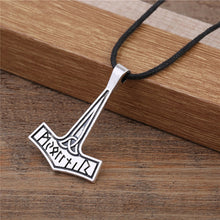 Load image into Gallery viewer, ENXICO Mjolnir Thor&#39;s Hammer Pendant Necklace with Triquetra Symbol Pattern ? Gold Color ? Nordic Scandinavian Viking Jewelry