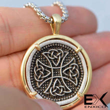 Load image into Gallery viewer, ENXICO Celtic Cross Amulet Pendant Necklace ? Stainless Steel - Copper ? Irish Celtic Jewelry