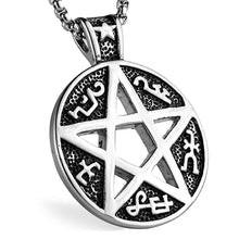 Load image into Gallery viewer, ENXICO Devil&#39;s Trap Pentagram Amulet Pendant Necklace ? 316L Stainless Steel ? Wicca Pagan Witchraft Jewelry