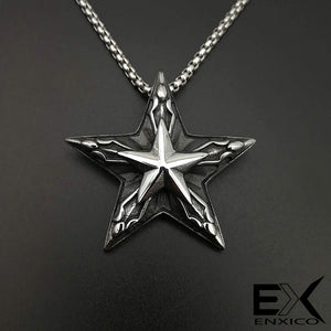 ENXICO Pentagram Charm Pendant Necklace ? 316L Stainless Steel