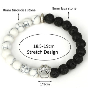 HoliStone Trendy Pitbull Dog Paw Charm with 8mm Lava Stone Stretch Bracelet ? Anxiety Stress Relief Yoga Meditation Energy Balancing Lucky Charm Bracelet for Women and Men