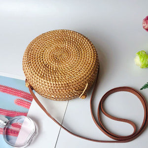 2TRIDENTS Round Handmade Rattan Bag - Crossbody Handbag For Any Occasions Such As Beach, Party, Shopping And Dating