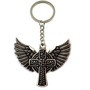 GUNGNEER Celtic Knot Wolf Head Pendant Necklace Cross Wings Key Chain Jewelry Set Men Women
