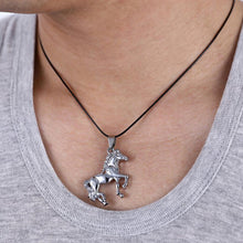 Load image into Gallery viewer, ENXICO Walking Horse Charm Pendant Necklace ? Animal Spirit Symbol Jewelry ? Best Gift for Horse Lover (Grey)