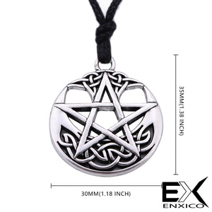 ENXICO Pentagram Pentacle Amulet Pendant Necklace with Celtic Knot Pattern ? Gold Color ? Celtic Wicca Pagan Witchcraft Jewelry
