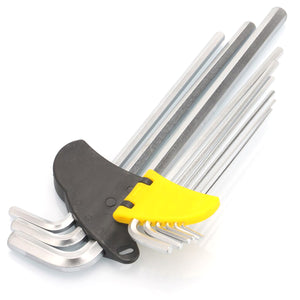 2TRIDENTS Set of 8 Pcs Silver L-Wrench Hex Key Set with Anti Slip Coating and Plastic Holding Rack- Perfect for Turning Screws (Extra Long)