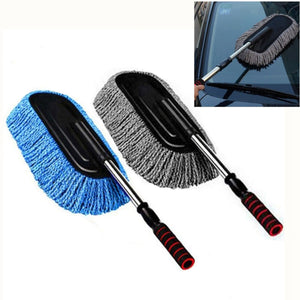 2TRIDENTS Anti Dust Car Wash Brush Car Washing Tool with Telescopic & Non Slip Handle for Vehicles House Cleaning for Glass Windows (Blue)