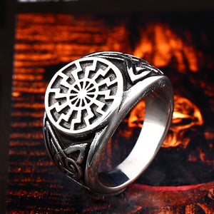 GUNGNEER Viking Norse Howling Wolf Warrior Slavic Runic Ring Stainless Steel Jewelry Set