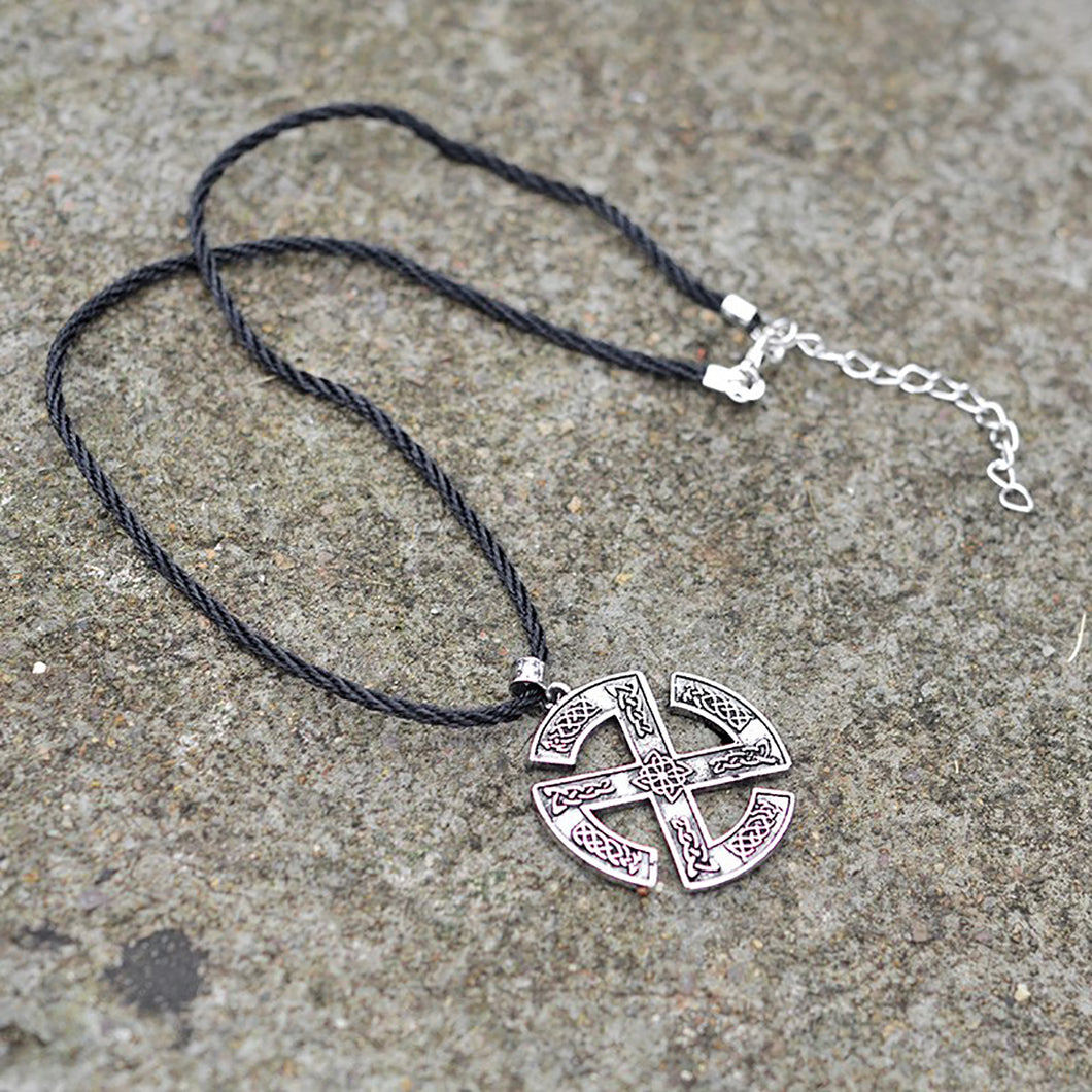 ENXICO Sun Cross Pendant Necklace with Celtic Knots Pattern ? Silver Color ? Nordic Scandinavian Viking Jewelry