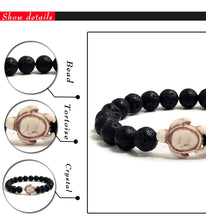 Load image into Gallery viewer, HoliStone 8mm Natural Stone with Turtle Lucky Charm Bracelet ? Anxiety Stress Relief Yoga Meditation Energy Balancing Lucky Charm Bracelet for Women and Men