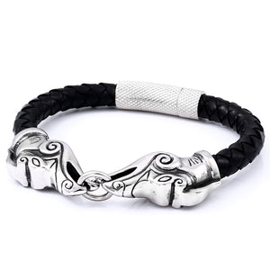 GUNGNEER Norse Viking Wolf Tooth Stainless Steel Pendant Necklace with Bracelet Jewelry Set