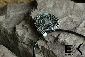 ENXICO Odin's Valknut Amulet Pendant Necklace with Rune Circle Surrounding ? Grey Color ? Norse Scandinavian Viking Jewelry