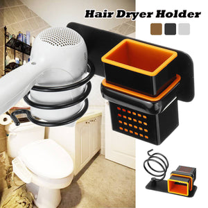 2TRIDENTS Wall Mount Hair Dryer Holder With Cup - Bathroom Accessories Bathroom, Washroom And Restroom (Black)