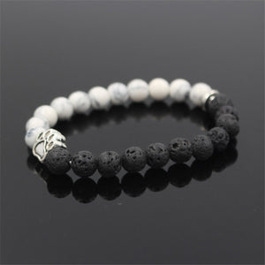 HoliStone Trendy Pitbull Dog Paw Charm with 8mm Lava Stone Stretch Bracelet ? Anxiety Stress Relief Yoga Meditation Energy Balancing Lucky Charm Bracelet for Women and Men