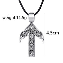 Load image into Gallery viewer, ENXICO Tiwaz Tyr Rune Pendant Necklace with Celtic Knot and Raven Head Pattern ? Nordic Scandinavian Viking Jewelry