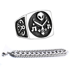 Load image into Gallery viewer, GUNGNEER Skull Freemason Ring Stainless Steel Chain Biker Bracelet Set Jewelry For Men