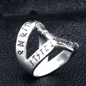 ENXICO Runic Thor's Hammer Mjolnir Ring ? 316L Stainless Steel ? Norse Scandinavian Viking Jewelry (11)