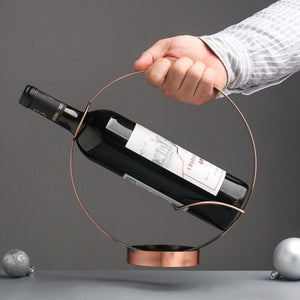 2TRIDENTS Handheld Standing Wine Bottle Rack - Kitchen Bar Accessories Home Decor Bar Supplies (Gold)