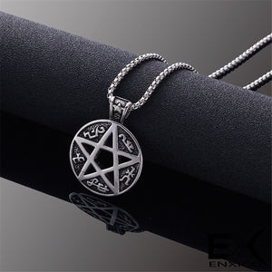ENXICO Devil's Trap Pentagram Amulet Pendant Necklace ? 316L Stainless Steel ? Wicca Pagan Witchraft Jewelry