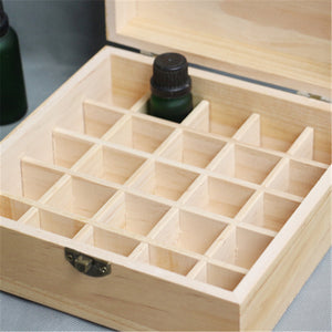 2TRIDENTS 25 Slots Wooden Multifunctional Storage Box - Aromatherapy Bottles Storage Organizer for Home Essential Oils Box