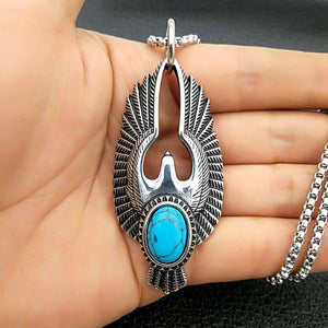 GUNGNEER Masonic Ring For Men Eagle Wing Pendant Necklace Stainless Steel Jewelry Set