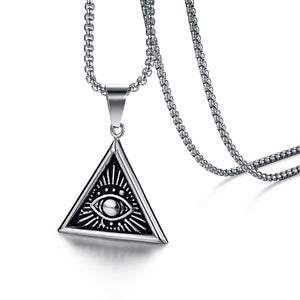 GUNGNEER Masonic Ring For Men Eye Of Providence Pendant Necklace Jewelry Set Gift