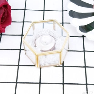 2TRIDENTS Geometric Clear Glass Jewelry Box - Decorations Glass Gift Holder Jewelry Storage Box for Women