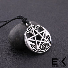 Load image into Gallery viewer, ENXICO Pentagram Pentacle Amulet Pendant Necklace with Celtic Knot Pattern ? Gold Color ? Celtic Wicca Pagan Witchcraft Jewelry