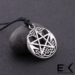 ENXICO Pentagram Pentacle Amulet Pendant Necklace with Celtic Knot Pattern ? Gold Color ? Celtic Wicca Pagan Witchcraft Jewelry