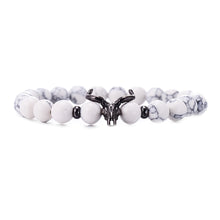 Load image into Gallery viewer, HoliStone Punky Style Black Cattle Skull with Natural Stone Beaded Charm Bracelet ? Anxiety Stress Relief Empowering Bracelet for Women and Men