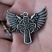 Load image into Gallery viewer, GUNGNEER Irish Celtic Knot Dragon Pendant Necklace Cross Wings Key Chain Jewelry Set Men Women