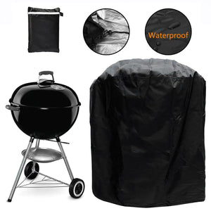 2TRIDENTS Heavy Duty Waterproof BBQ Cover - Protects Barbecue from Rain, Wind, Sun with Handles and Straps for Most Brands of Grill (Black)
