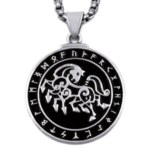 ENXICO Odin's 8 Legged Horse Sleipnir Pedant Necklace with Rune Circle ? Nordic Scandinavian Viking Jewelry (20)