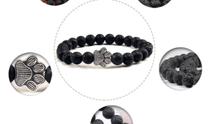 HoliStone Natural Lava Stone with Dog Paw Stretch Bracelet ? Anxiety Stress Diffuser Yoga Meditation Bead Lucky Charm Bracelet for Women and Men