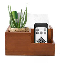 Load image into Gallery viewer, 2TRIDENTS 3-Compartment Wooden Multifunctional Pen Holder - Desktop Office Supply - Caddy/Pencil Holder/Desk Mail Organizer/Succulent Plants Planter