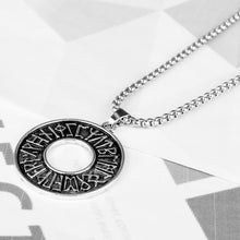 Load image into Gallery viewer, ENXICO Rune Letter Circle Pendant Necklace ? Nordic Scandinavian Viking Jewelry