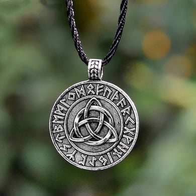 ENXICO Triquetra Celtic Knot Amulet Pendant Necklace with Rune Circle Surrounding ? Silver Color ? Irish Celtic Jewelry