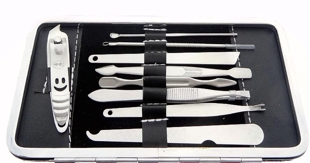 2TRIDENTS Set of 13 Pcs Nail Care Tool Set Professional Manicure Pedicure Grooming Tool Set with Box for Salon Home Use