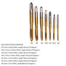 Load image into Gallery viewer, 2TRIDENTS M2/M2.5/M3/M3.5/M4/M5/M6 High Speed Steel Metric Plug Tap with Straight Flute Coarse Thread Tap Design Drill Tool Set (M2)