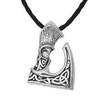 Load image into Gallery viewer, ENXICO Viking Short Handle Axe Amulet Pendant Necklace with Celtic Knot Pattern ? Silver Color ? Norse Scandinavian Viking Jewelry