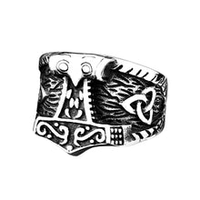 Load image into Gallery viewer, GUNGNEER Stainless Steel Viking Norse Thor Hammer Vegvisir Bracelet Bangle Ring Jewelry Set