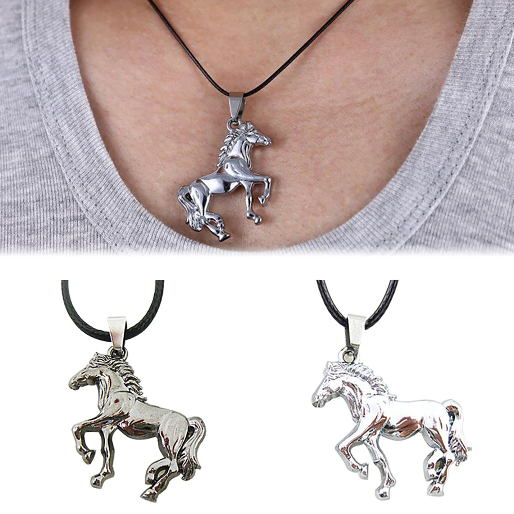 ENXICO Walking Horse Charm Pendant Necklace ? Animal Spirit Symbol Jewelry ? Best Gift for Horse Lover (Grey)