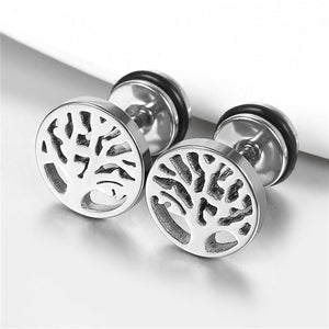 GUNGNEER Stainless Steel Celtic Knot Cross Pendant Necklace Tree of Life Earrings Jewelry Set