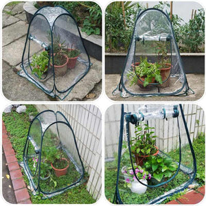 2TRIDENTS Mini Pop up Greenhouse - Backyard Greenhouse Cover for Cold Frost Protector Gardening Plants - Outdoor Gardening Flowerpot Cover