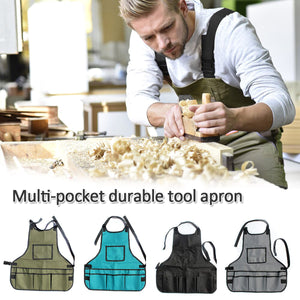 2TRIDENTS Multi-Pocket Oxford Canvas Gardening Apron for Repairs, Painting, Crafts, Grilling, Woodworking, and More (Army Green)